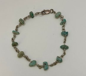 Sterling Silver And Turquoise Nugget Bracelet