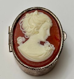 Silver Toned Cameo Snuff Box