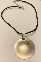 Robert Lee Morris RLM Studio Sterling Silver One World Round Disc Pendant On Leather Cord