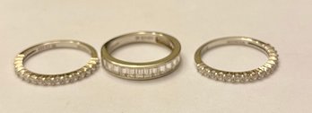 Set Of 3 Sterling And CZ Stacking Rings