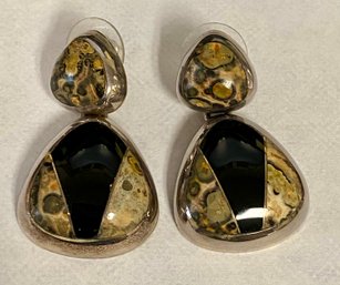 Sterling, Jasper, And Onyx Earrings