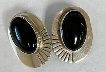 Sterling And Onyx Native American Style Earrings