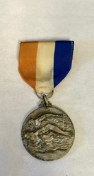Vintage Silver Toned Swimming Medal