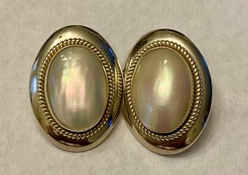 Sterling And Mother Of Pearl Oval Earrings