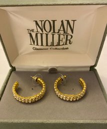 Nolan Miller Gold Toned Rhinestone Earrings