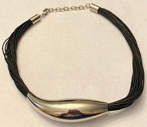 Stainless Steel And Leather Cord Necklace