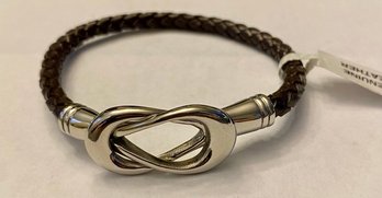 Stainless Steel And Brown Leather Bracelet