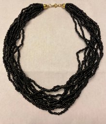 Vintage Black Beaded Trifari Necklace