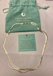 Ultra Fine Sterling Triple Strand Herringbone Necklace