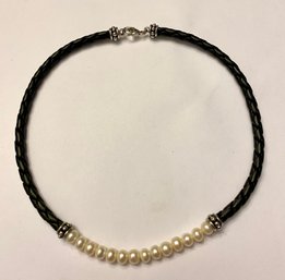 Honora Pearl, Sterling, And Leather Necklace