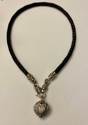 Judith Ripka Sterling, CZ, And Leather Necklace