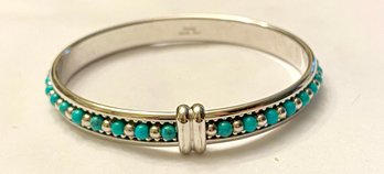 Milor Silver Toned Bronze And Turquoise Bracelet