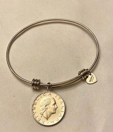 Bronzo Italia Silver Toned Bracelet With Coin