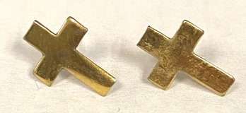 10kt Gold Dainty Cross Stud Earrings