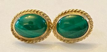 14kt Gold And Malachite Stud Earrings