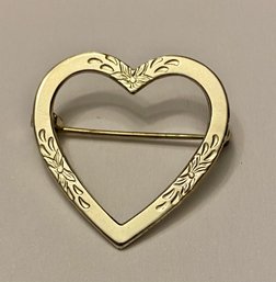 Bernard Abel & Co RI Etched Sterling Silver Open Heart Brooch