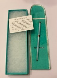 Tiffany And Co. Sterling And Blue Metal Pen