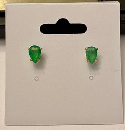 14kt Gold And Emerald Stud Earrings