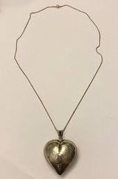 Sterling Silver Necklace With Puffed Heart Pendant
