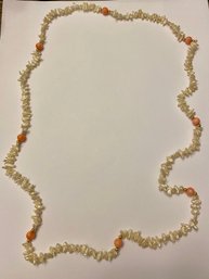 Baroque Pearl, Pink Coral, And 14kt Bead Necklace