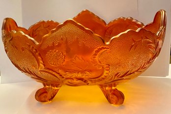 Vintage Jeanette Amberina Lombardi Footed Fruit Bowl Glass
