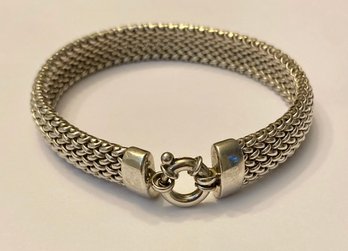 Sterling Silver Stamped 925 Italian Woven Braided  Mesh Bracelet