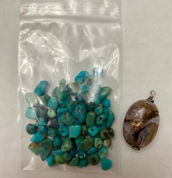 Turquoise Beads And Stone Pendant Jewelry Findings