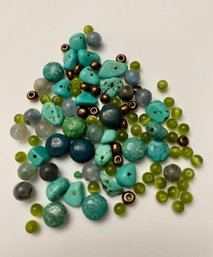 Small Bag Of Turquoise And Other Semi Precious Stone Beads