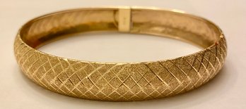 10k Yellow Gold Flexible Diamond Cut Cuff/Bangle Lightweight Bracelet