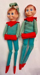 Lot / Set Of 2 Made In Japan Vintage Knee Hugger Christmas Elves