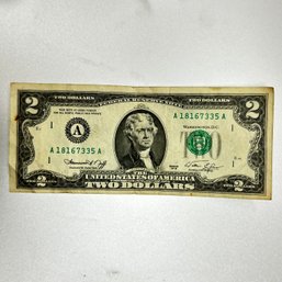 1976  $2 Two Dollar Bill US Bicentennial Green Seal Currency
