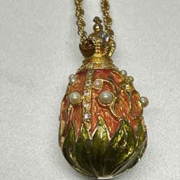 Joan Rivers Faberge Egg Pearl Enamel 26 Inch Necklace Costume Jewelry