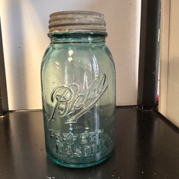 1923 Vintage Blue Ball Mason Jar  Canning Jar Aqua Blue With Original Lid