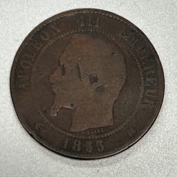 1955 5 Centimes Napoleon III Coin France Mintmark