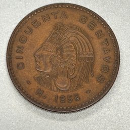 1956 Mexican 50  Cincuenta Centavos