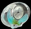 FRENCH DAUM  WAVE ART GLASS DESK CLOCK SIGNED