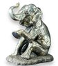 VINTAGE MEXICO .999 STERLING PLATED SCULPTURE OF A SEATED ELEPHANT