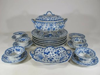 ANTIQUE LOT KETO SHUBEI JAPANESE MEIJI BLUE WHITE PORCELAIN DINNER PLATE SET