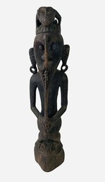 ANTIQUE LARGE HAND CARVED WOOD AFRICAN STATUE SCULPTURE