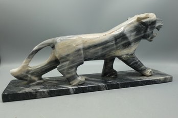 MID CENTURY ONYX TIGER SCULPTURE STATUE