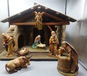 ANRI CRECHE NATIVITY SCENE WITH FIGURES STATUES ALL MARKED