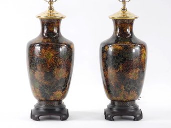 VINTAGE PAIR OF CHINESE CLOISONNE TABLE LAMPS