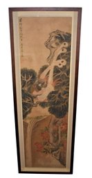 ANTIQUE CHINESE SCROLL PAINTING SIGNED AND FRAMED