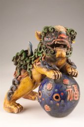 VINTAGE OR OLDER CHINESE  SANCAI GLAZE FOO DOG STATUE SCULPTURE