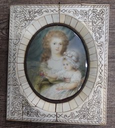 ANTIQUE  E. HALLER PAINTING ON IVORY SIGNED