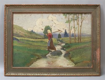 VINTAGE SIGNED IMPRESSIONIST OIL ON BOARD