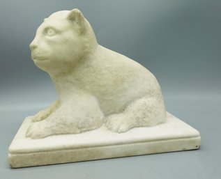 RARE EARLY CHINESE MARBLE GUARDIAN CAT SCULPTURE STATUE