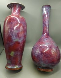 TWO LARGE GLAZED CHINESE VASES SIGNED