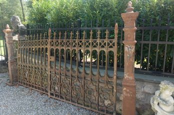 RARE 19c EARLY VICTORIAN ERA IRON GATES AND STANTION POSTS