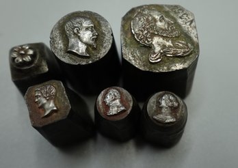 EARLY COLLECTION OF ANTIQUE METAL PORTRAIT PUNCH DIE STAMPS NAPOLEON...